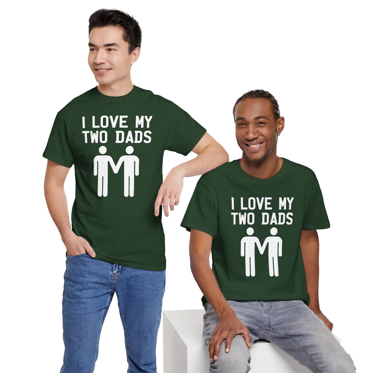I Love My Two Dads Gay Fathers Unisex Dark T-Shirt by TOOLOUD
