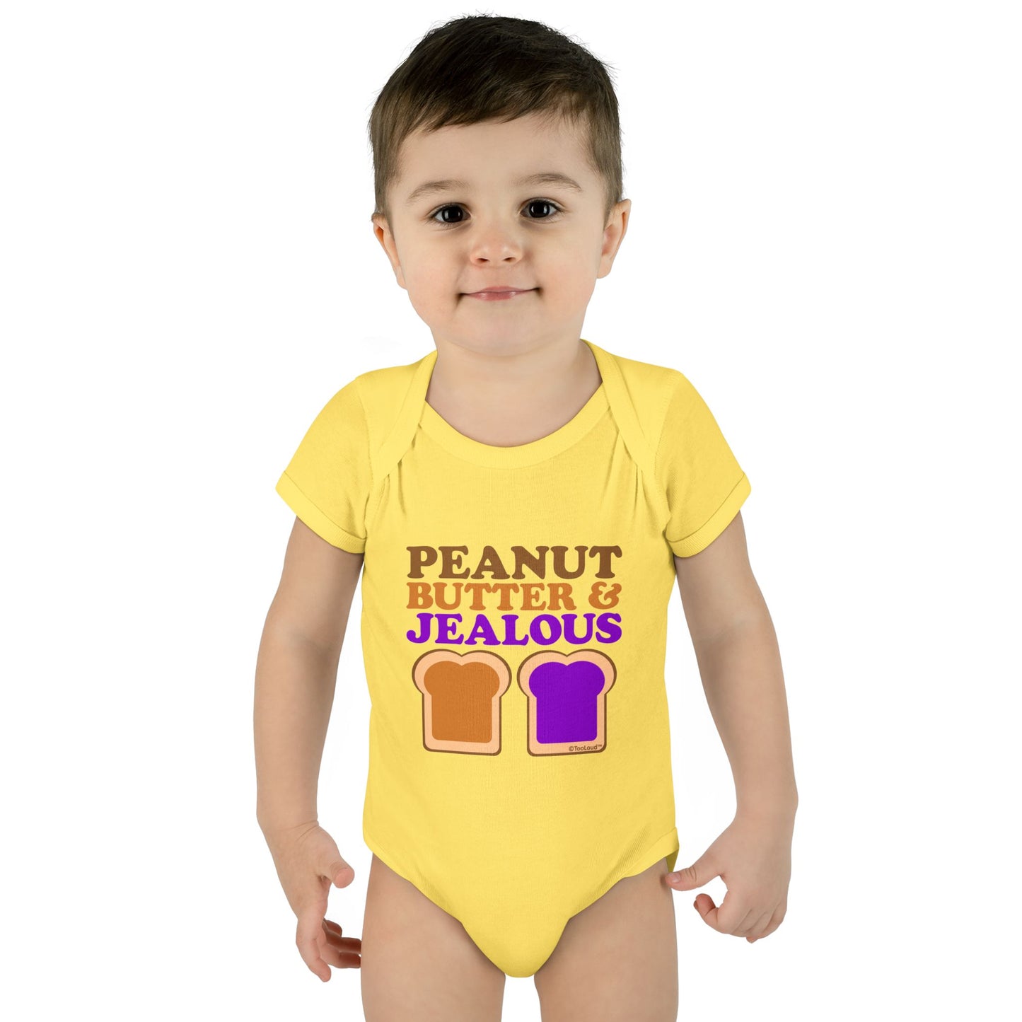 Peanut Butter and Jealous Baby Romper Bodysuit by TOOLOUD