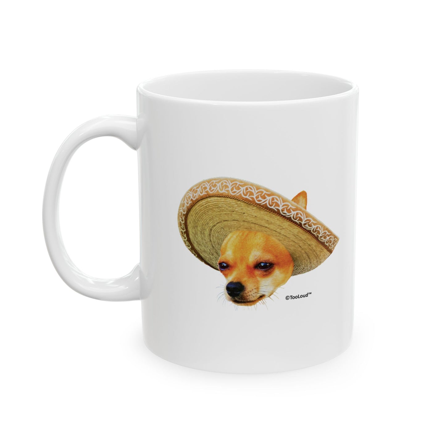 Chihuahua Dog with Sombrero – Patchwork Design Printed Coffee Mug (11oz or 15oz) by TOOLOUD
