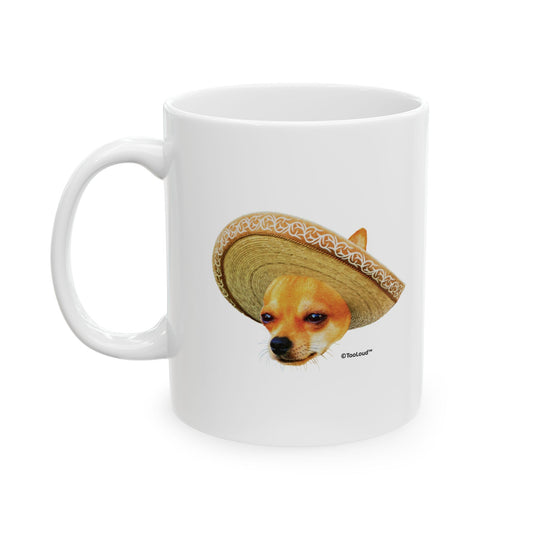 Chihuahua Dog with Sombrero – Patchwork Design Printed Coffee Mug (11oz or 15oz) by TOOLOUD