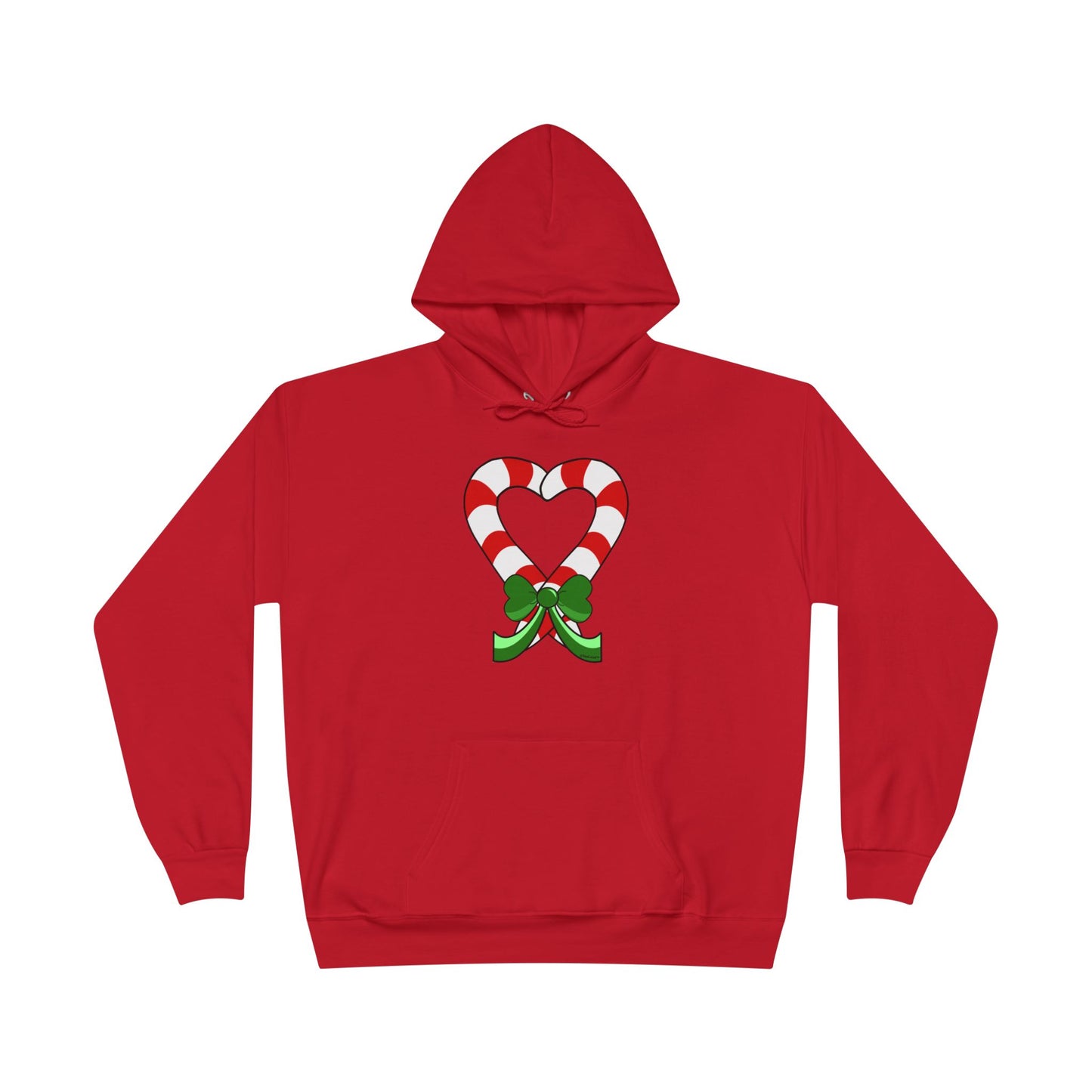 Candy Cane Heart Christmas Dark Hooded Sweatshirt by TOOLOUD
