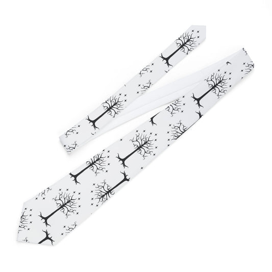 The Royal White Tree Printed AOP White Necktie by TOOLOUD
