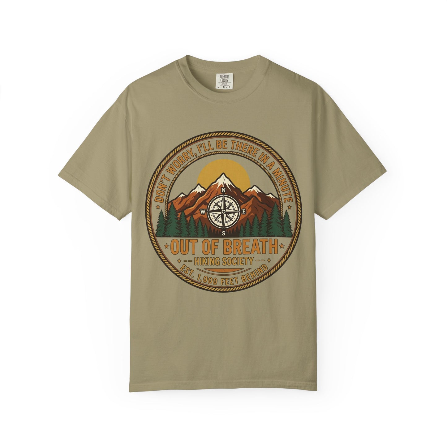 Out of Breath Hiking Society Adult Garment-Dyed T-Shirt