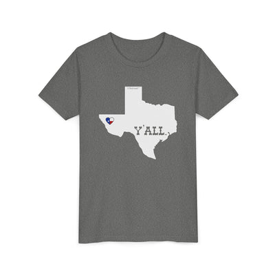 TOOLOUD Texas State Y'all Design with Flag Heart Children's Dark T-Shirt