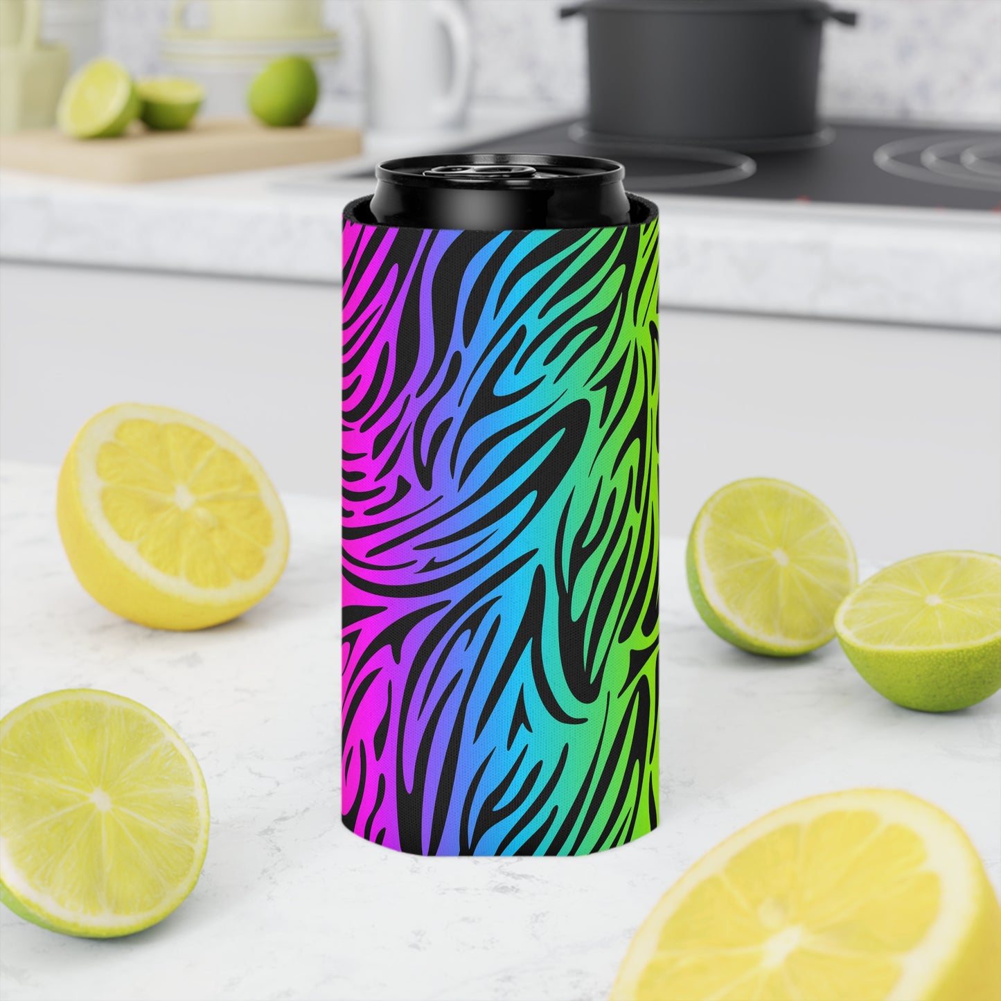 Rainbow Zebra Print Can/Bottle Insulator Coolers – All Over Print by TOOLOUD (Single Piece)