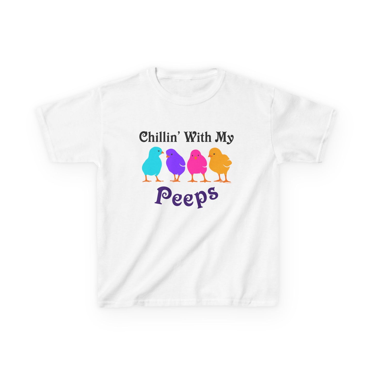 TooLoud Chillin with My Peeps Kids T-Shirt | Funny Easter Children's Apparel