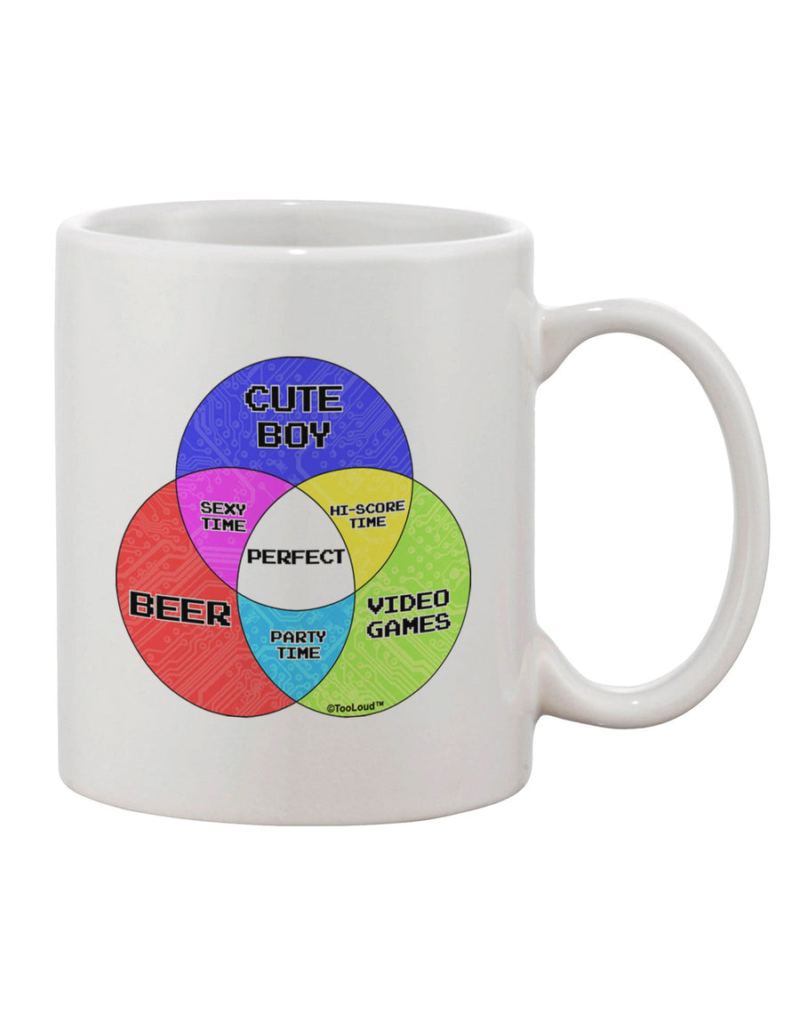 11 oz Coffee Mug with Beer Boy and Games Diagram - TooLoud-11 OZ Coffee Mug-TooLoud-White-Davson Sales