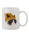 11 oz Coffee Mug with Disgruntled Cat Wearing Turkey Hat Design - Expertly Crafted by TooLoud-11 OZ Coffee Mug-TooLoud-White-Davson Sales