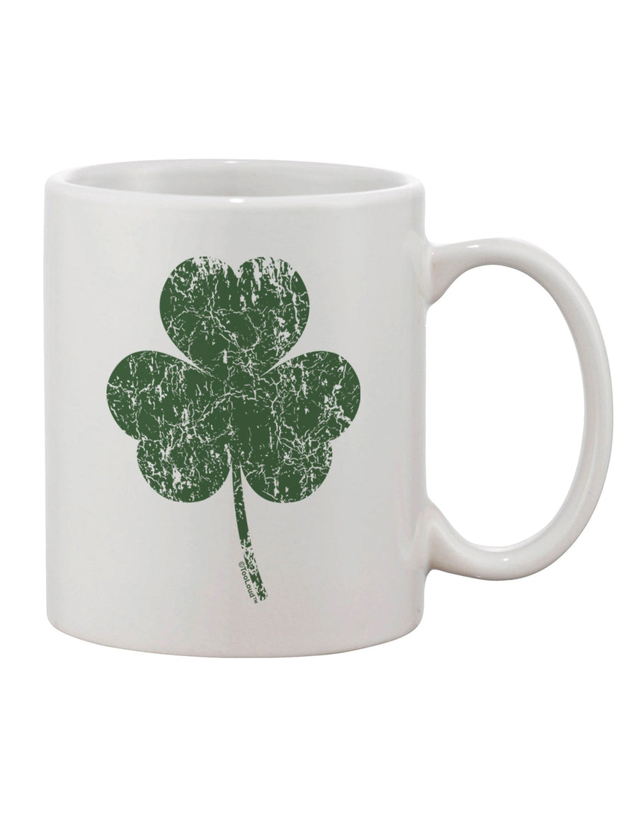 11 oz Coffee Mug with Distressed Traditional Irish Shamrock Print - TooLoud-11 OZ Coffee Mug-TooLoud-White-Davson Sales