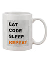 11 oz Coffee Mug with "Eat Sleep Code Repeat" Print - TooLoud-11 OZ Coffee Mug-TooLoud-White-Davson Sales