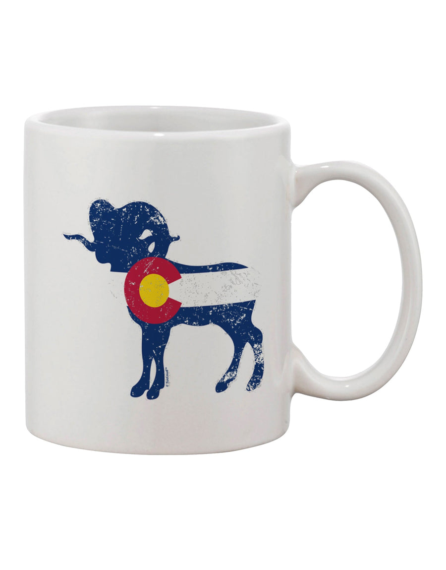 11 oz Coffee Mug with Grunge Rocky Mountain Bighorn Sheep Flag Print - Expertly Crafted Drinkware-11 OZ Coffee Mug-TooLoud-Davson Sales