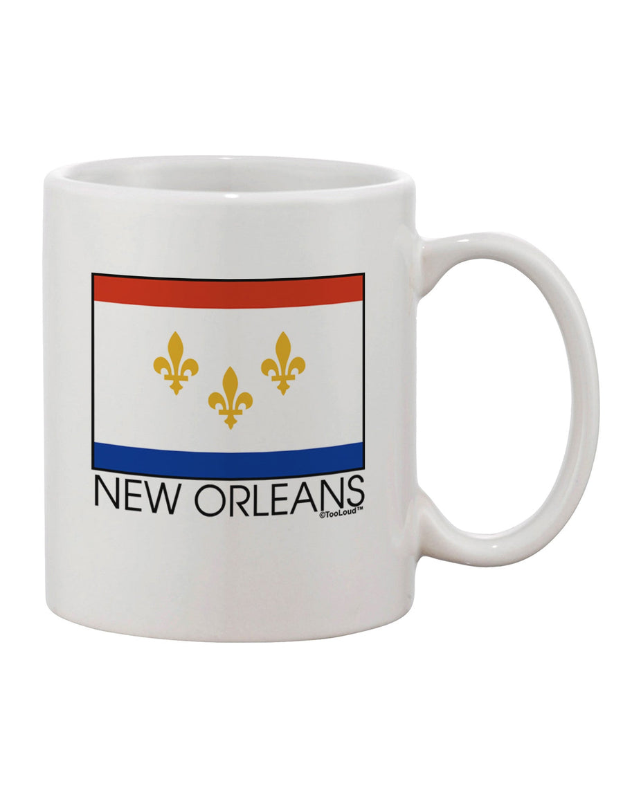 11 oz Coffee Mug with New Orleans Louisiana Flag Text Print - TooLoud-11 OZ Coffee Mug-TooLoud-White-Davson Sales