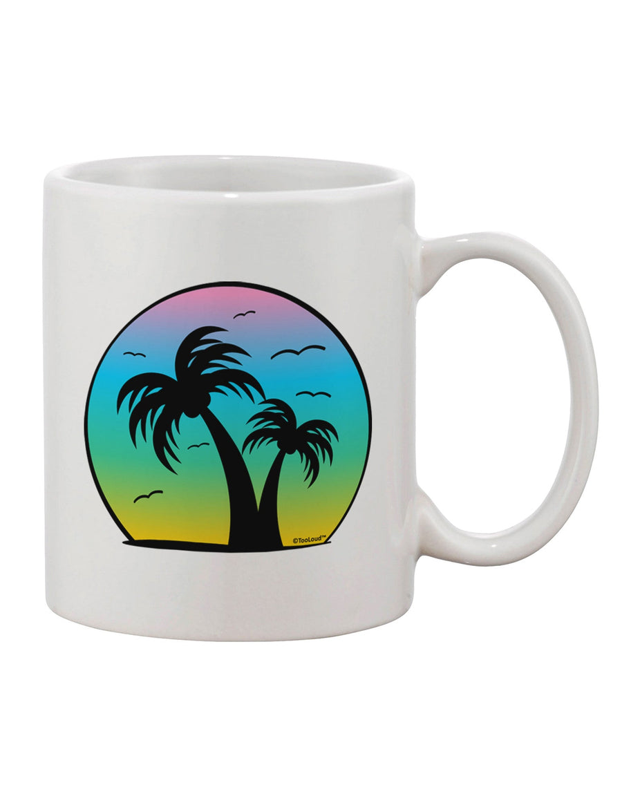 11 oz Coffee Mug with Palm Trees Silhouette and Beach Sunset Design - TooLoud-11 OZ Coffee Mug-TooLoud-White-Davson Sales