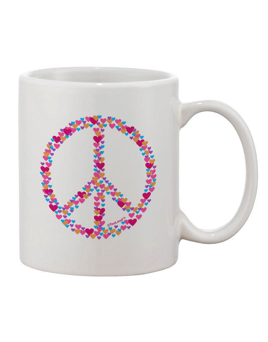 11 oz Coffee Mug with Peace Sign Hearts Print - TooLoud-11 OZ Coffee Mug-TooLoud-White-Davson Sales
