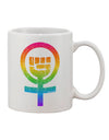 11 oz Coffee Mug with Rainbow Distressed Feminism Symbol - TooLoud-11 OZ Coffee Mug-TooLoud-White-Davson Sales