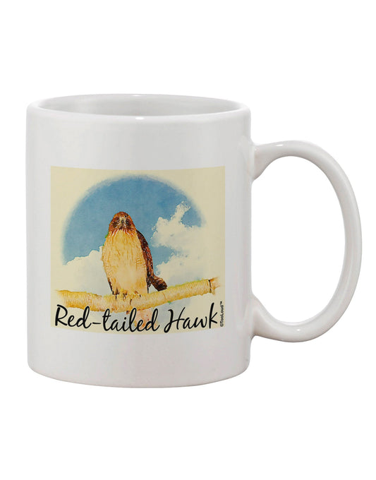 11 oz Coffee Mug with Red-tailed Hawk Text Print - TooLoud-11 OZ Coffee Mug-TooLoud-White-Davson Sales