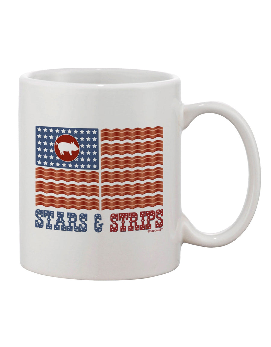 11 oz Coffee Mug with Stars and Strips Print featuring American Bacon Flag - TooLoud-11 OZ Coffee Mug-TooLoud-White-Davson Sales