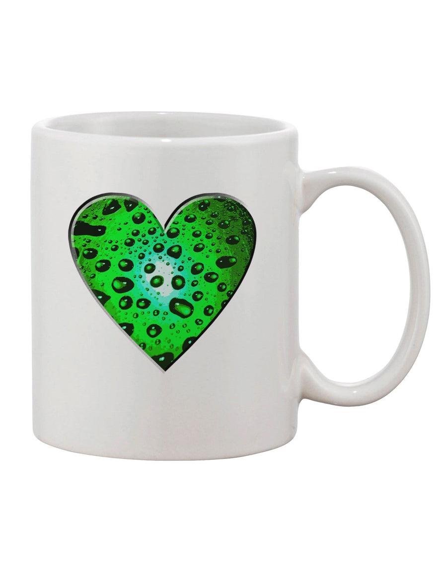 11 oz Water Droplet Heart Green Printed Coffee Mug - Expertly Crafted Drinkware by TooLoud-11 OZ Coffee Mug-TooLoud-White-Davson Sales