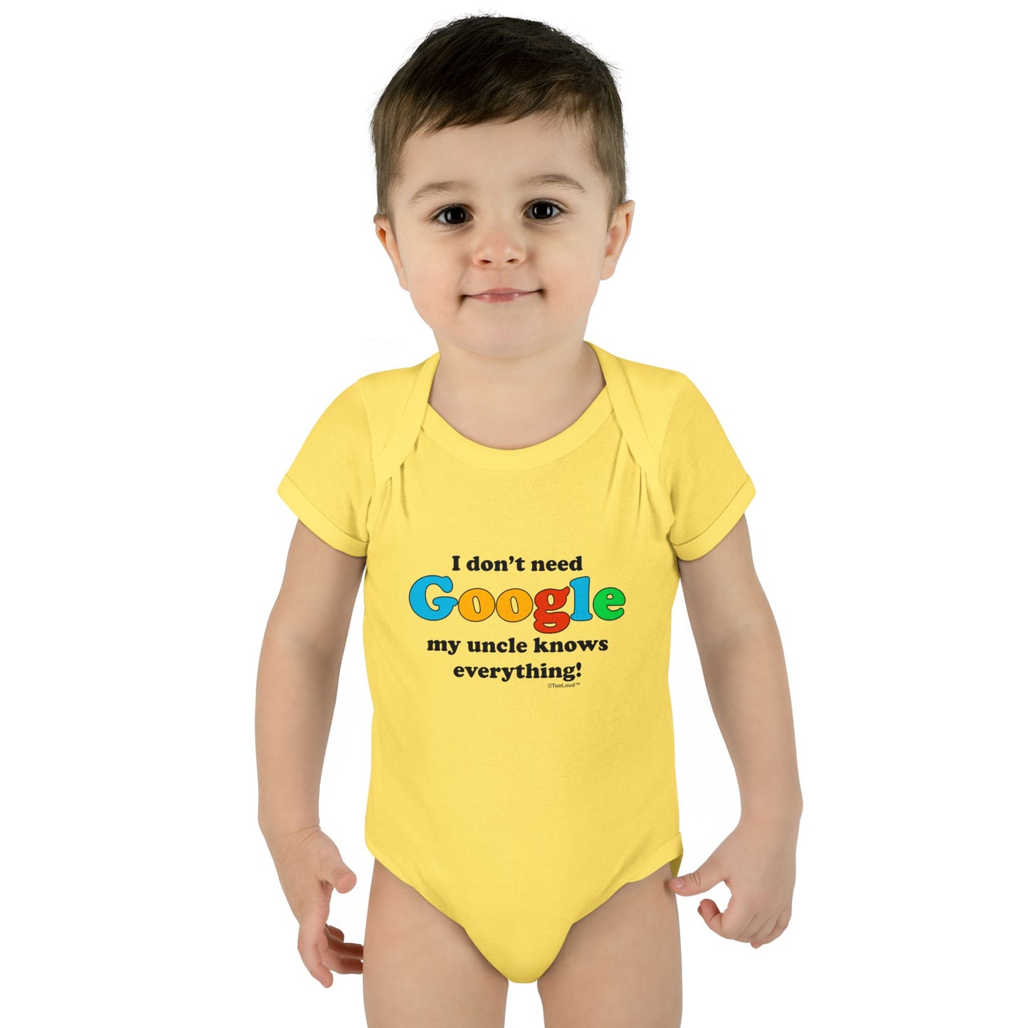 TooLoud "I Don't Need Google – Uncle" Baby Romper Bodysuit Infant Fine Jersey