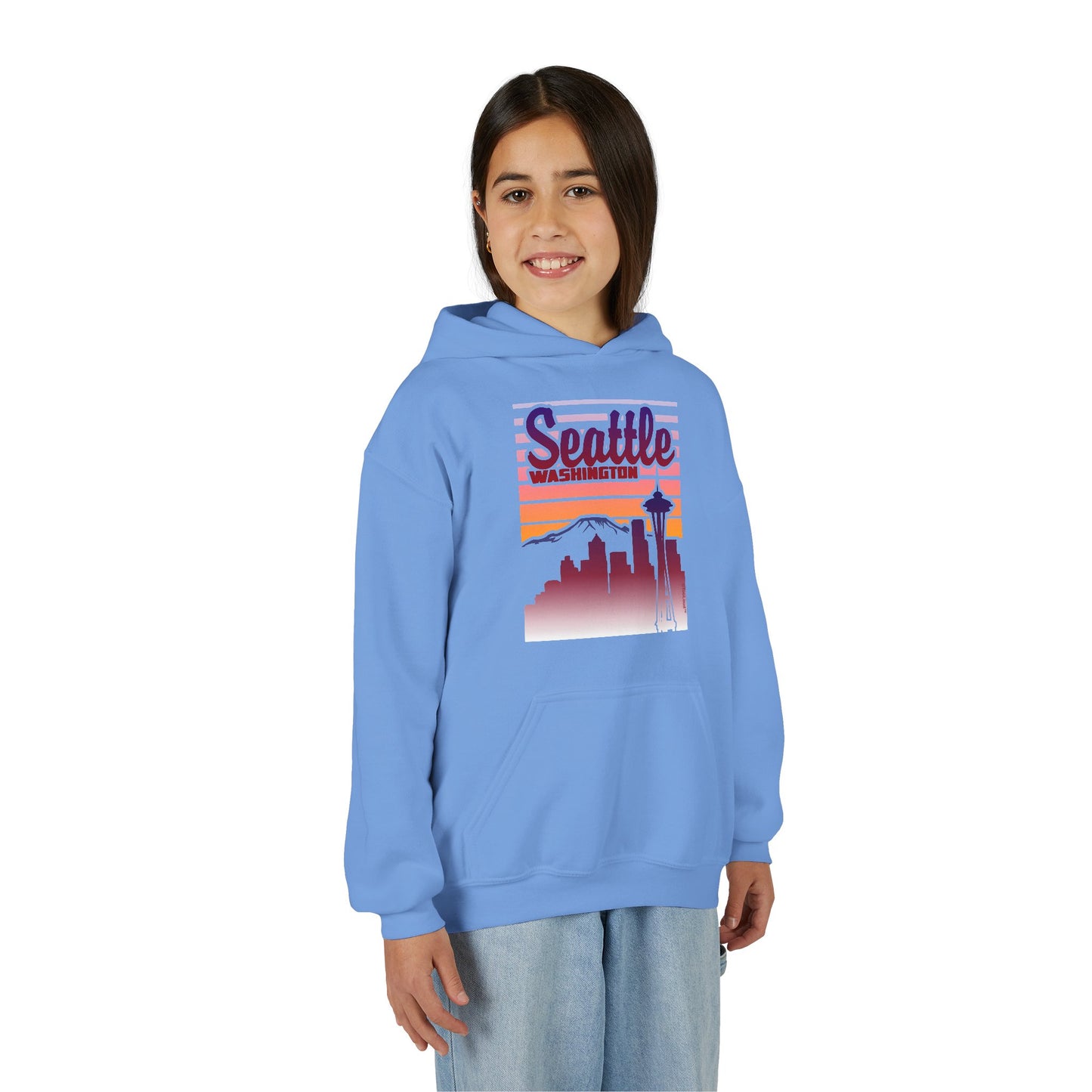 Seattle Washington Sunset Youth Children's Hoodie by TOOLOUD