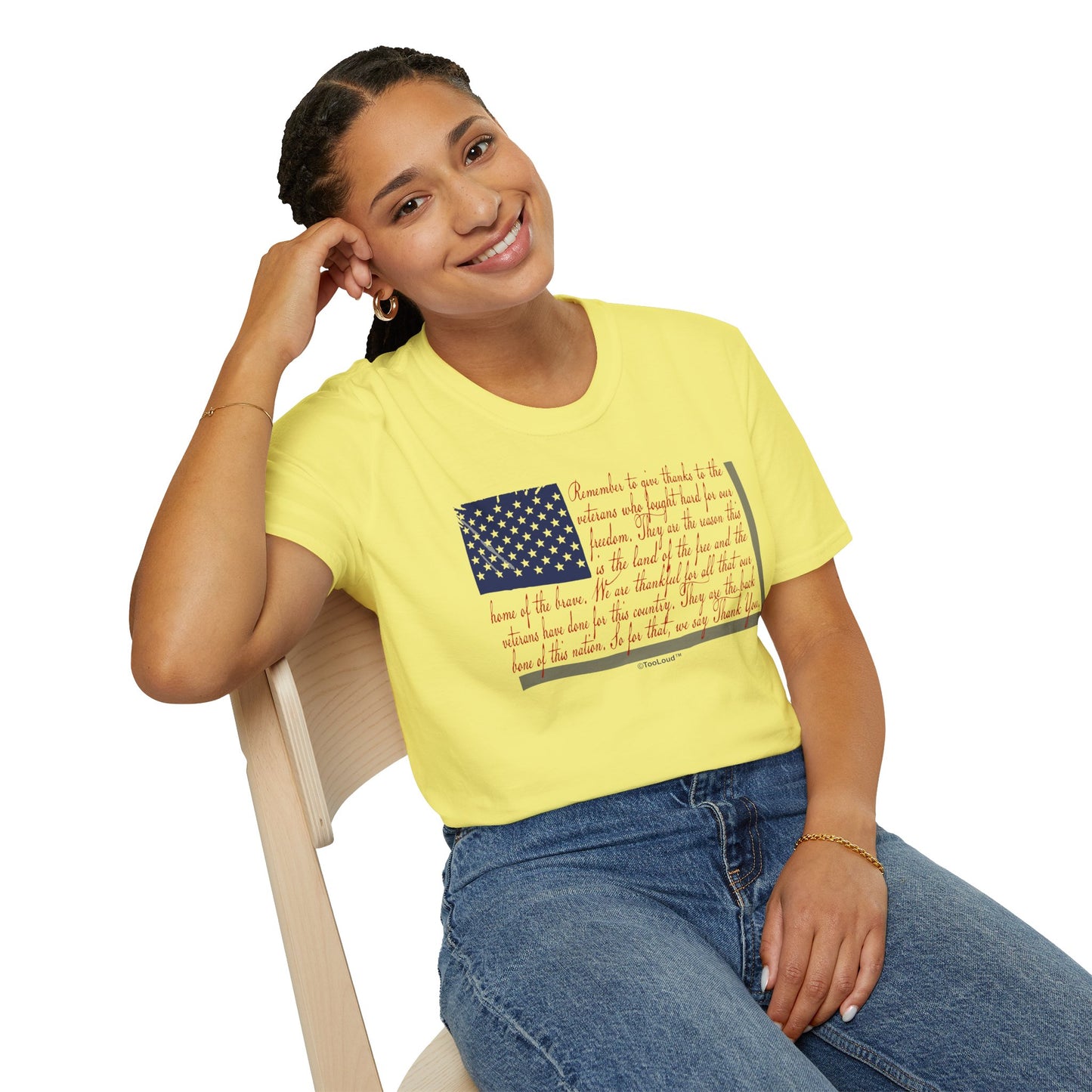 Veterans Scripted Flag Adult T-Shirt by TOOLOUD