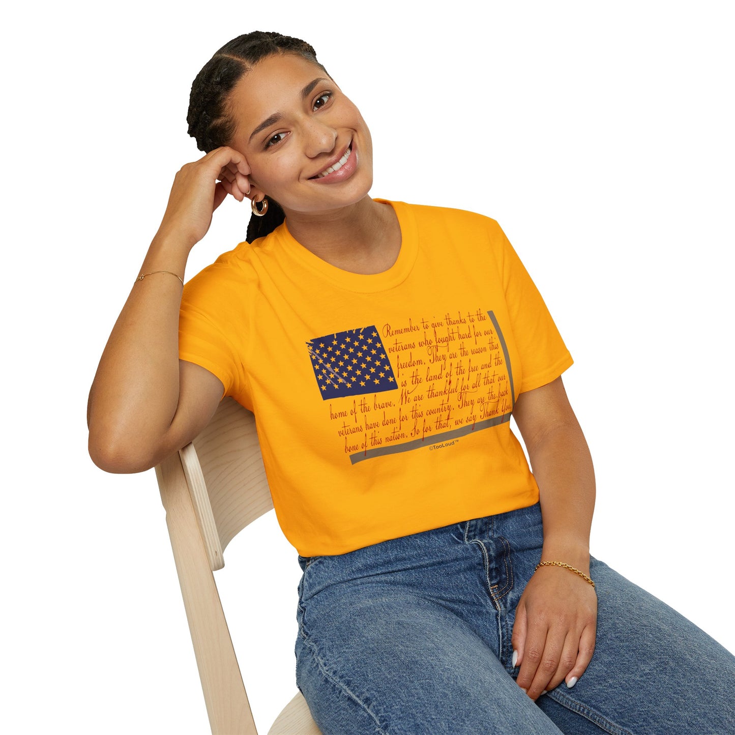 Veterans Scripted Flag Adult T-Shirt by TOOLOUD
