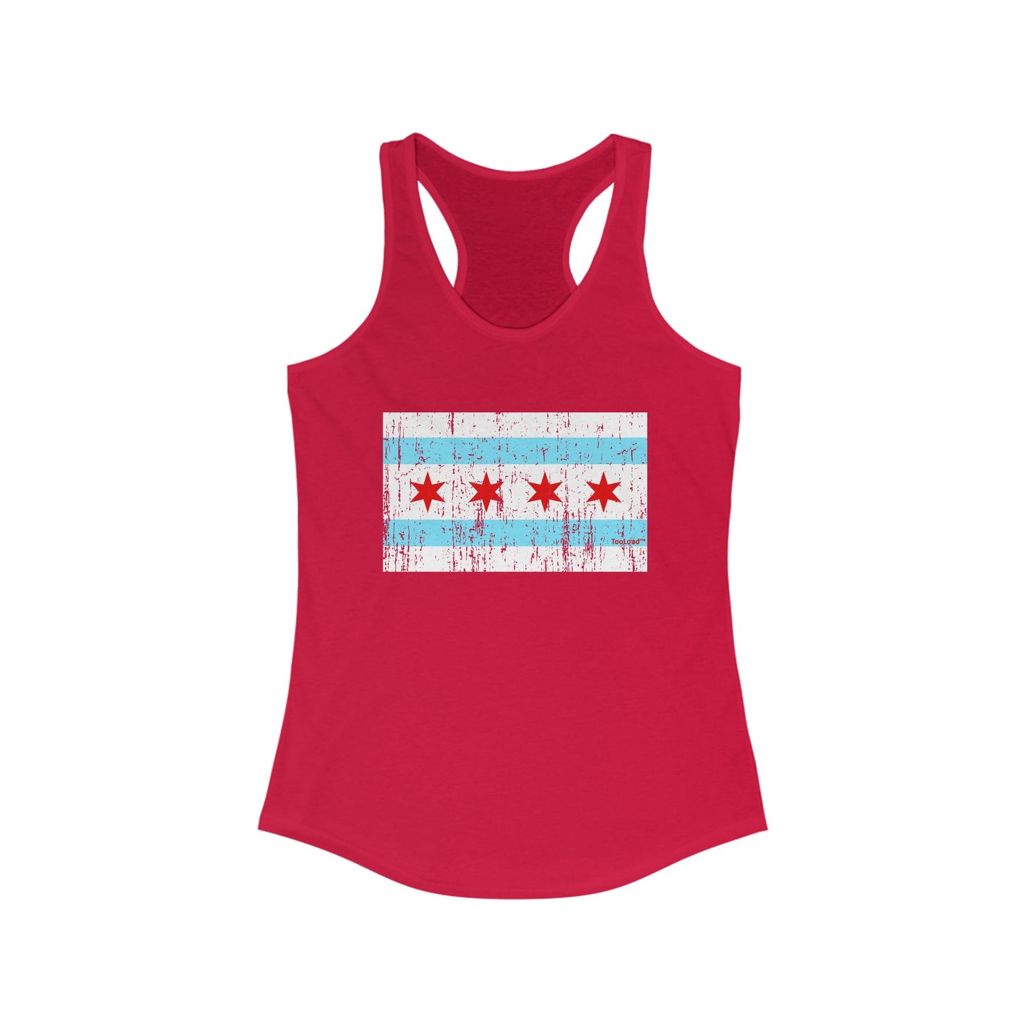 Distressed Chicago Flag Design Women's Racerback Tank Top by TOOLOUD