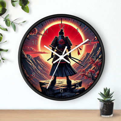 Lone Samurai Standing on a Rocky Cliff 10-Inch Wall Clock by TooLoud