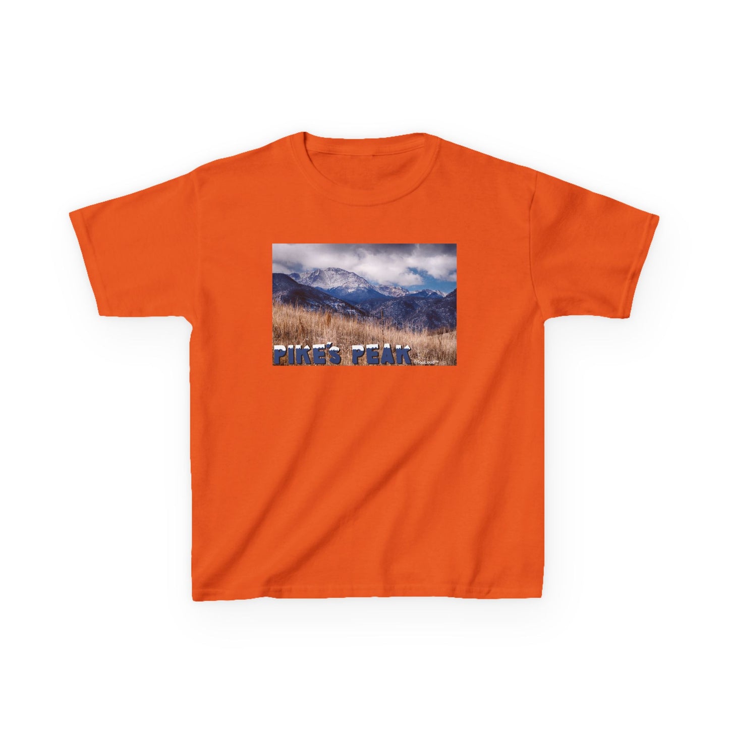 Pikes Peak CO Mountains Text Children’s T-Shirt by TOOLOUD™