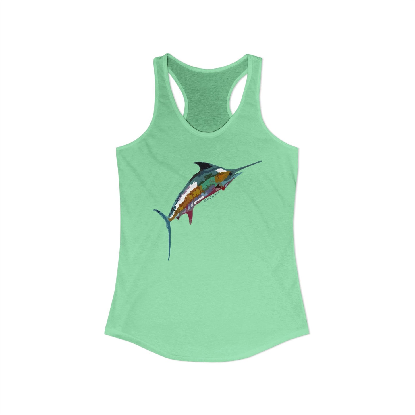 Colorful Vector Swordfish Women’s Racerback Tank Top by TOOLOUD