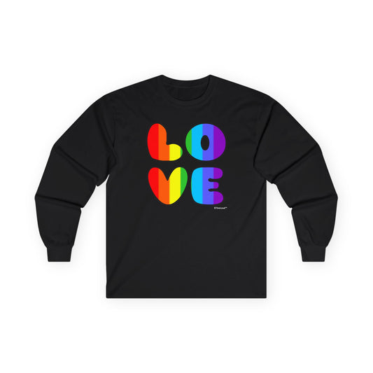 Rainbow Love Text Adult Long Sleeve Unisex T-Shirt by TOOLOUD