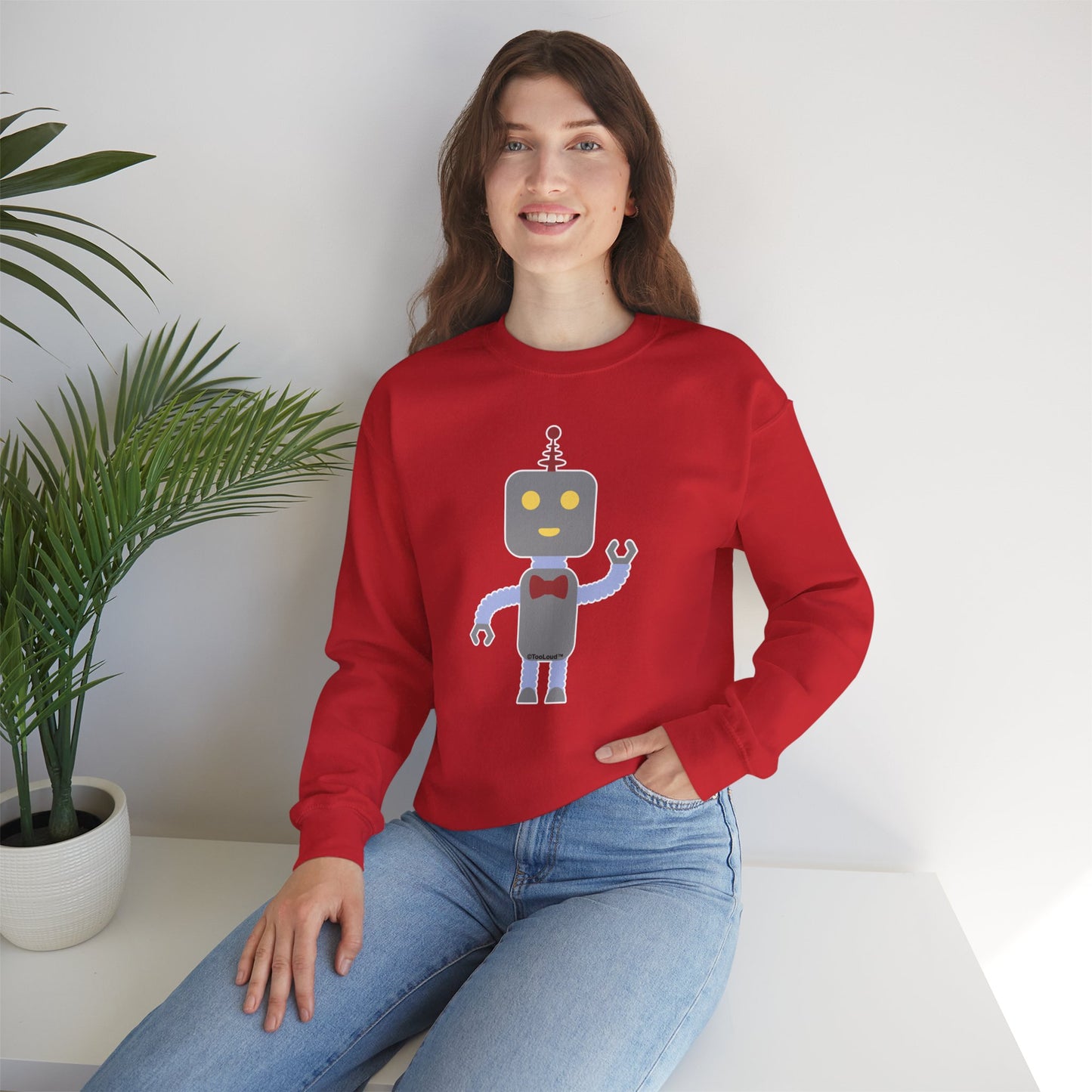 Cute Robot Male Adult Dark Sweatshirt by TOOLOUD