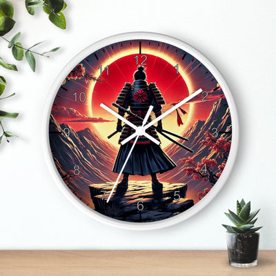 Lone Samurai Standing on a Rocky Cliff 10-Inch Wall Clock by TooLoud