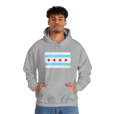 TOOLOUD Distressed Chicago Flag Design Unisex Hoodie Sweatshirt