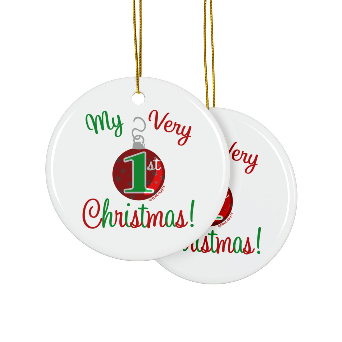 My Very 1st Christmas Ceramic Ornament – 4 Shape Options Double-Sided by TOOLOUD