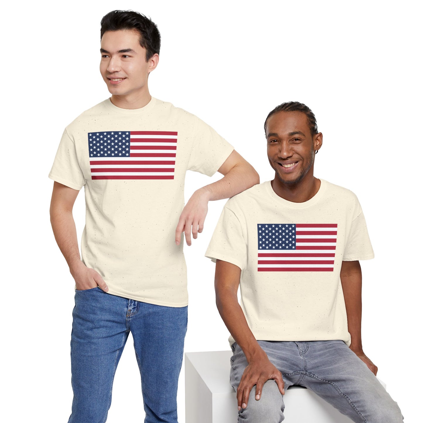 Patriotic American Flag Adult Cotton T-Shirt by TOOLOUD