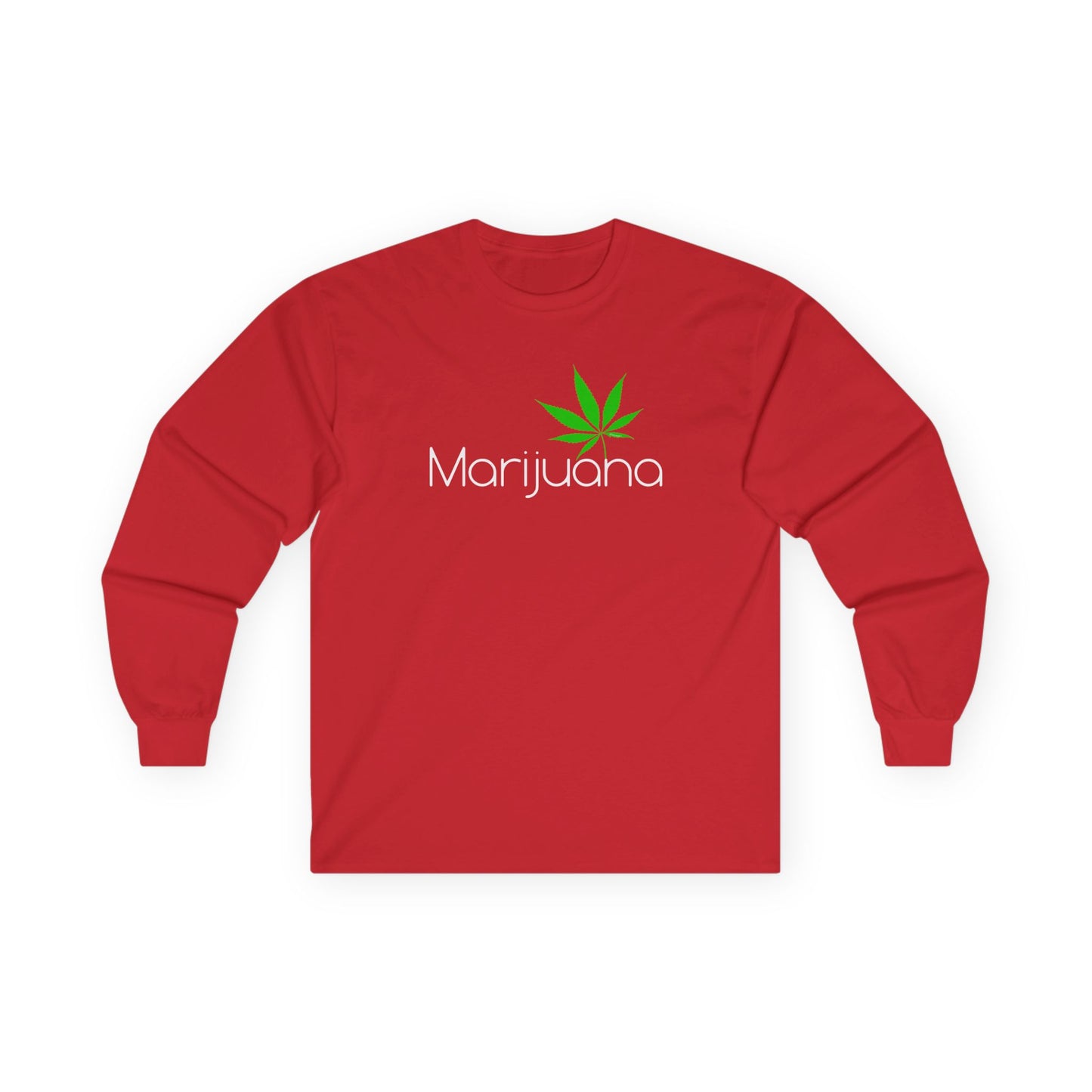 Marijuana Text and Leaf Adult Long Sleeve Dark T-Shirt by TOOLOUD