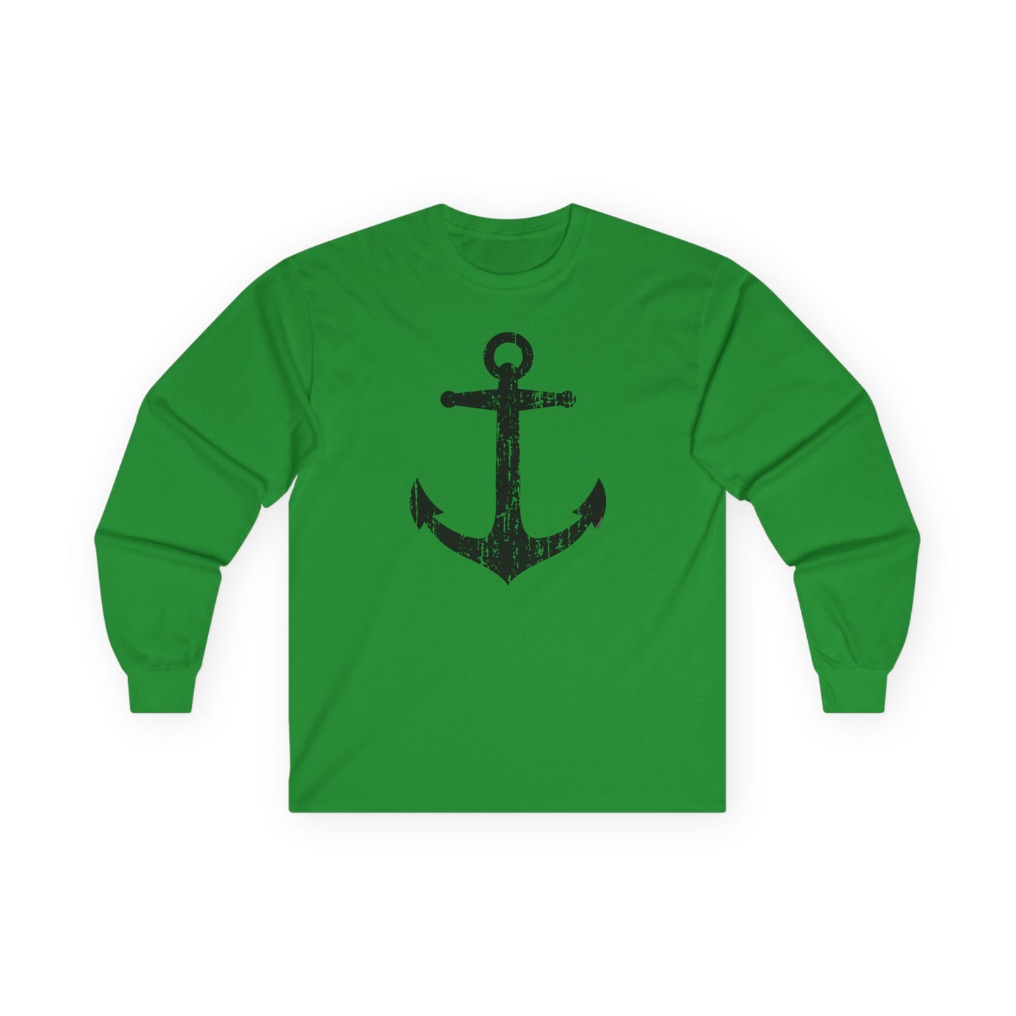 Distressed Nautical Sailor Anchor Adult Long Sleeve Shirt by TOOLOUD