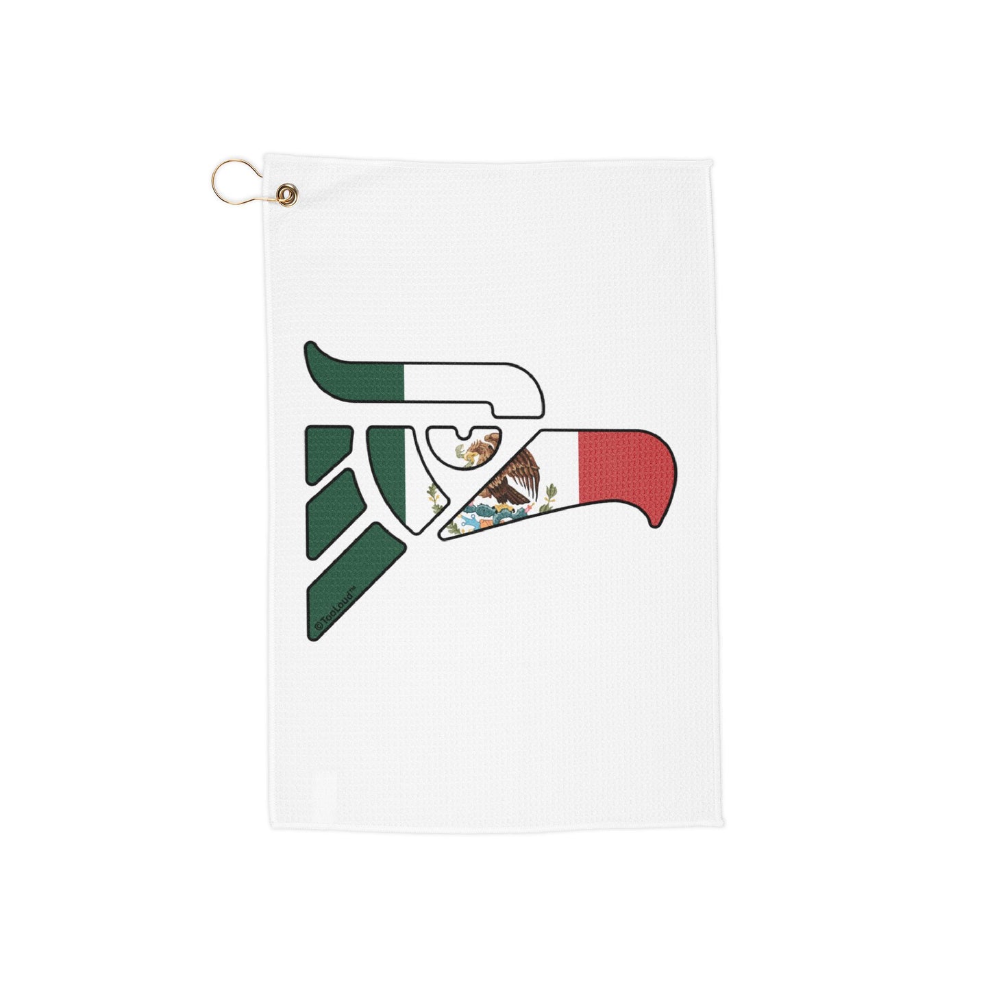 Hecho en Mexico Eagle Symbol – Mexican Flag Micro Terry Grommet Golf Towel (16" x 24") by TOOLOUD