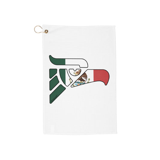 Hecho en Mexico Eagle Symbol – Mexican Flag Micro Terry Grommet Golf Towel (16" x 24") by TOOLOUD