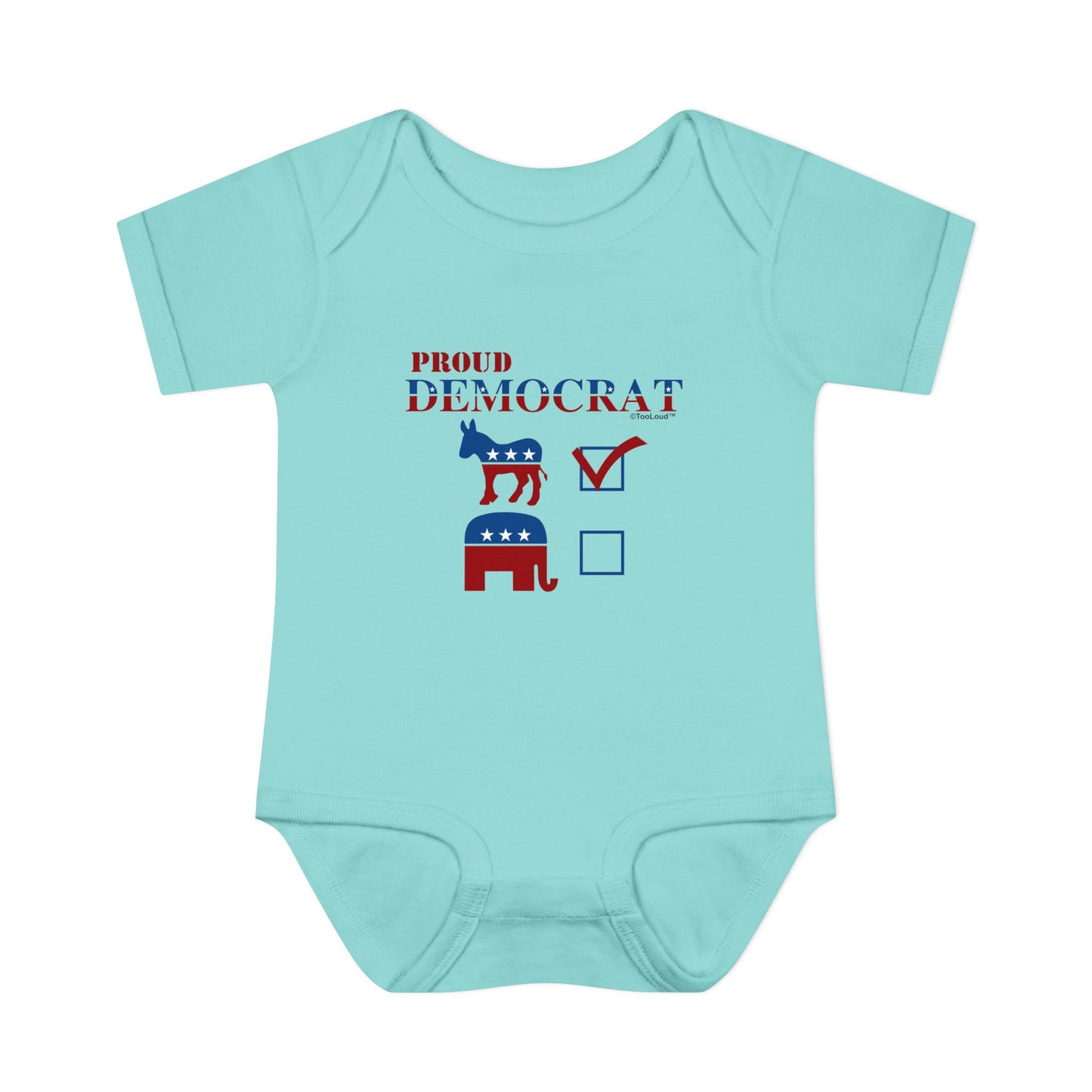 Proud Democrat Checkmark Baby Romper Bodysuit by TOOLOUD