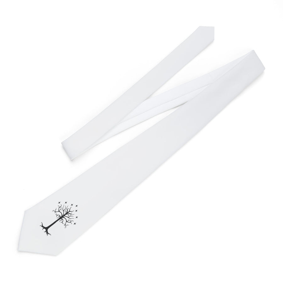 TOOLOUD The Royal White Tree Printed White Necktie