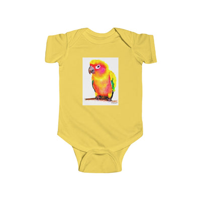 TooLoud Sun Conure Parrot Watercolor Baby Romper Bodysuit