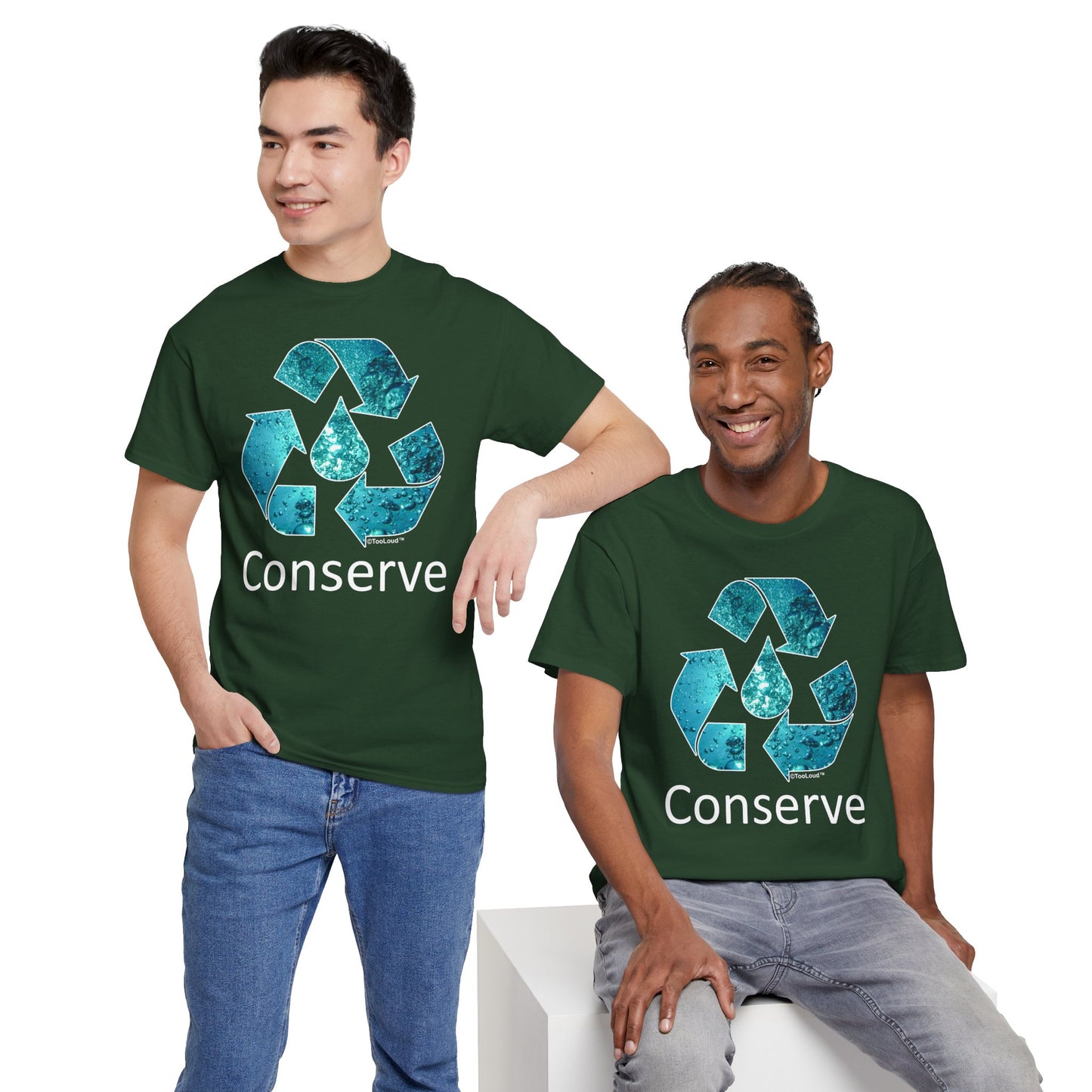 Water Conservation Text Adult Dark T-Shirt by TOOLOUD