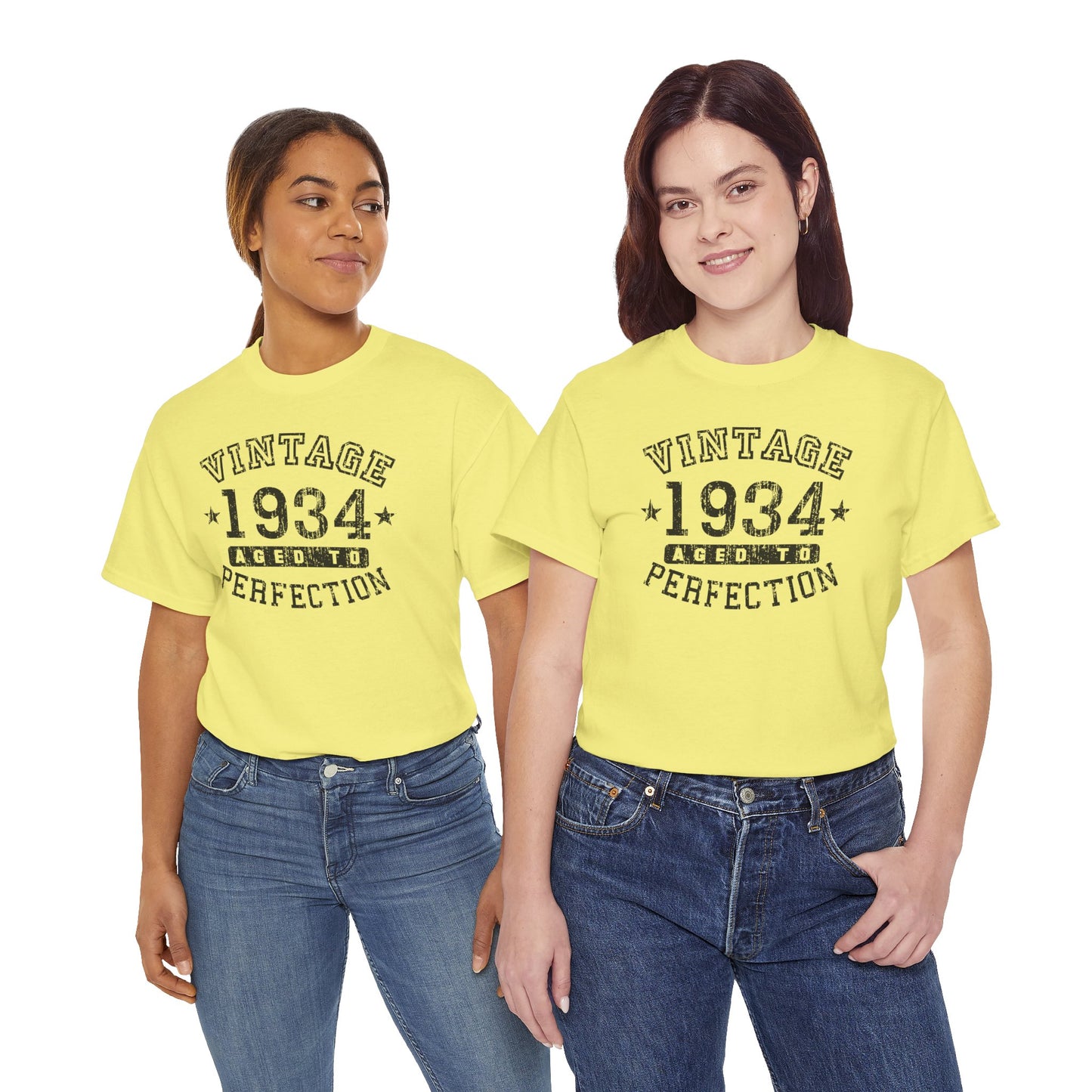 1934 - Adult Unisex Vintage Birth Year Aged to Perfection Birthday T-Shirt by TOOLOUD