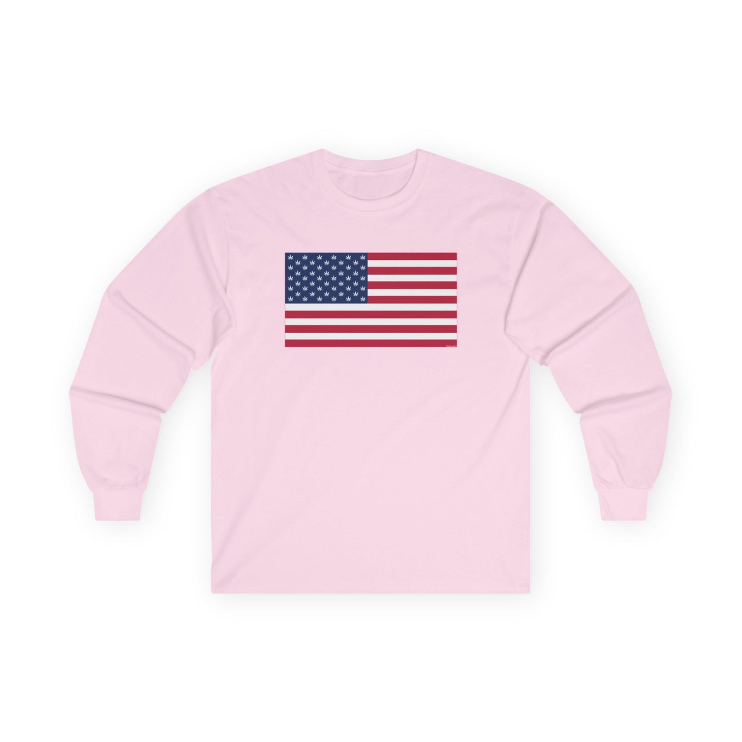 American Flag – Marijuana Leaf Adult Long Sleeve T-Shirt by TOOLOUD