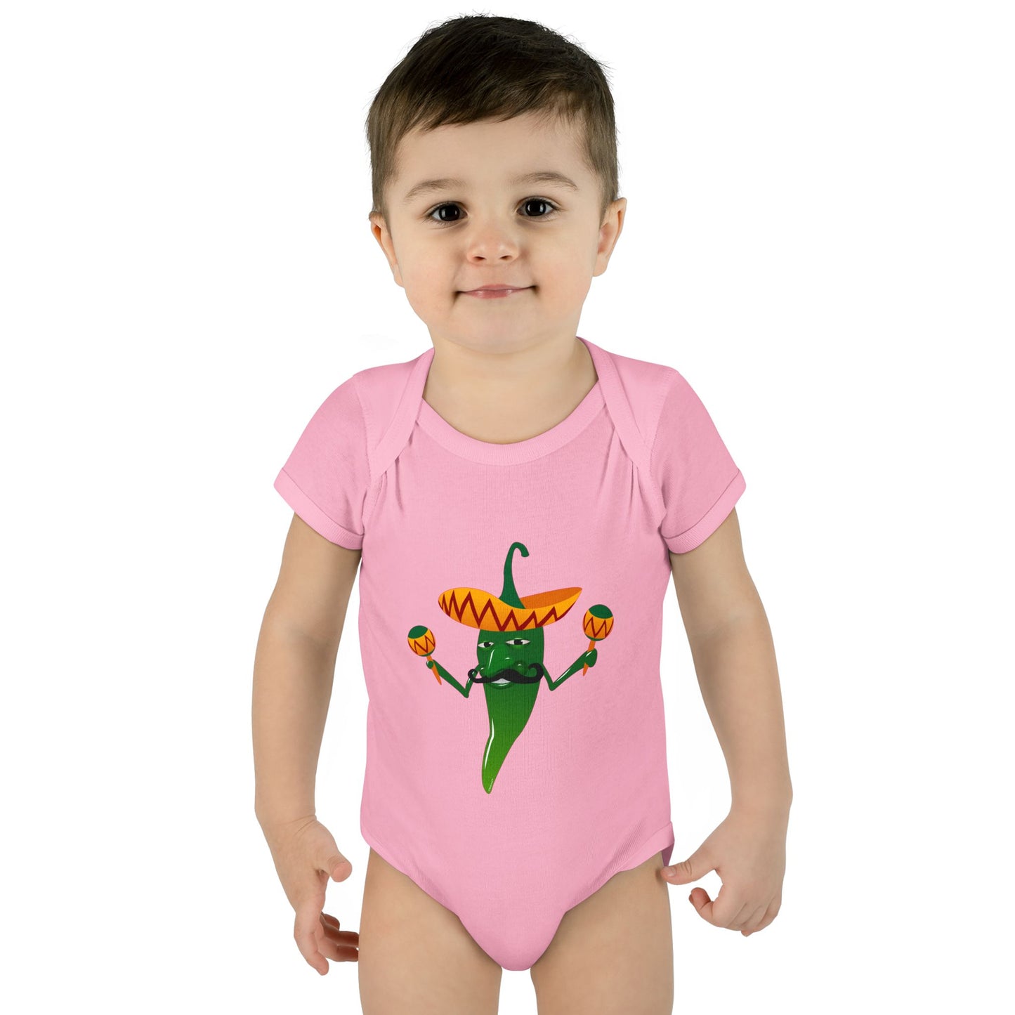 Green Hot Mexican Chili Pepper Cute Infant One-Piece Baby Bodysuit by TOOLOUD