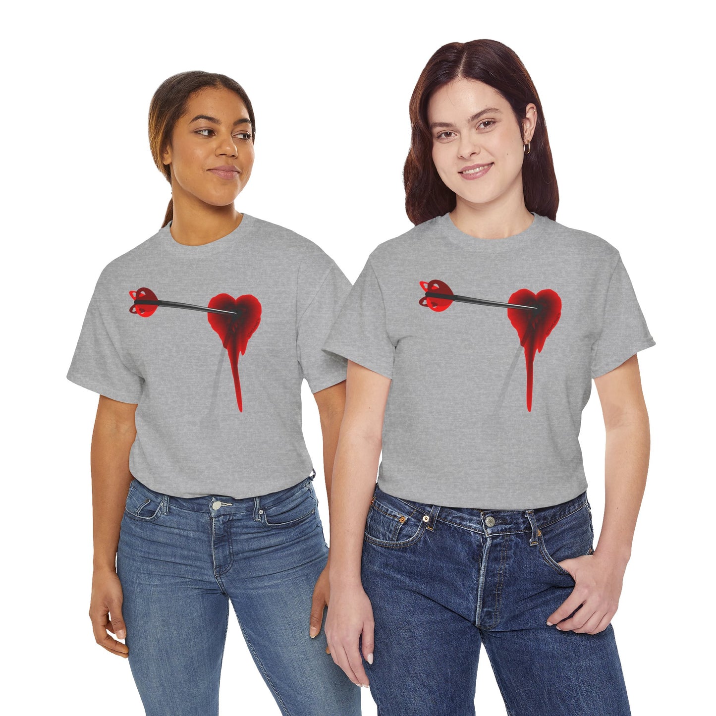 Cupid's Arrow – Heart Shot Wound Design Adult Unisex T-Shirt by TOOLOUD