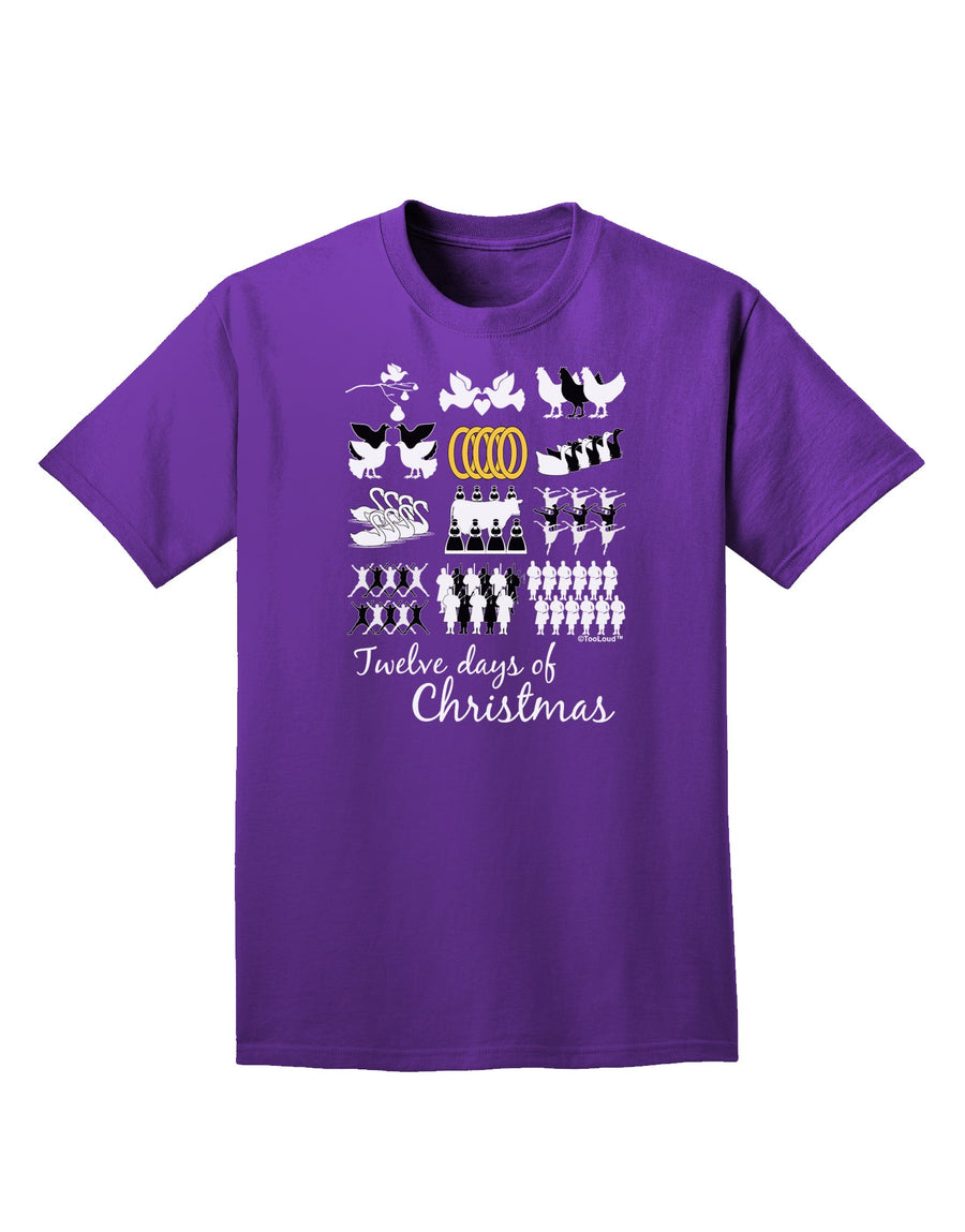 12 Days of Christmas Text Color Adult Dark T-Shirt-Mens T-Shirt-TooLoud-Black-Small-Davson Sales