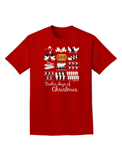 12 Days of Christmas Text Color Adult Dark T-Shirt-Mens T-Shirt-TooLoud-Red-Small-Davson Sales